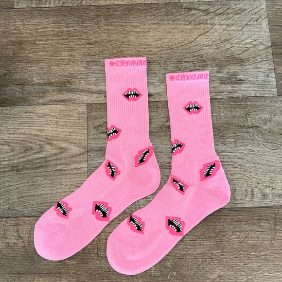 Chrome Hearts Pink Socks with Lip Design